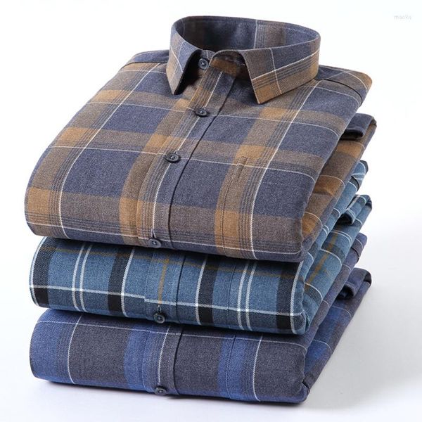 Männer Casual Hemden Fleece Dicke Männer Daunen Warme Hemd Koreanischen Stil Schlanke Mode Plaid Langarm Gestreiften Thermische Hohe Qualität plus Samt