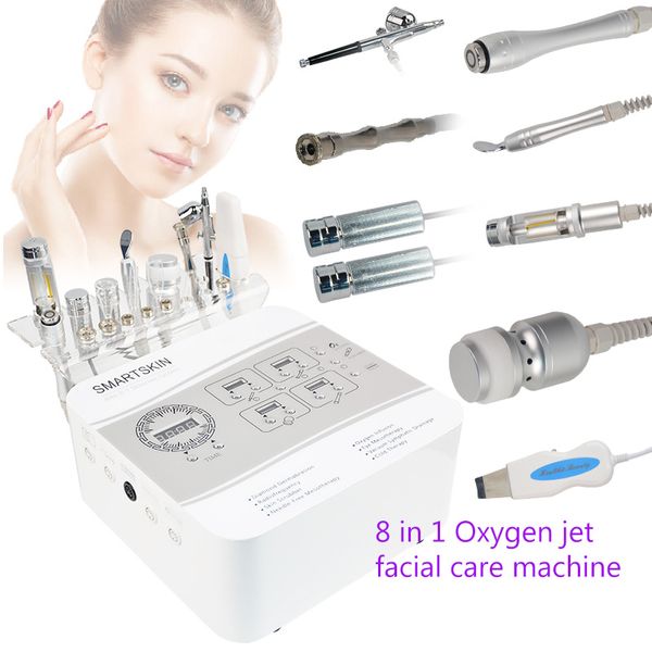 8 in 1 Macchina per dermoabrasione diamantata Idrodermoabrasione Ossigeno Jet Peel Ultrasuoni Scrubber per la pelle Cura Microdermoabrasione Spa per il viso