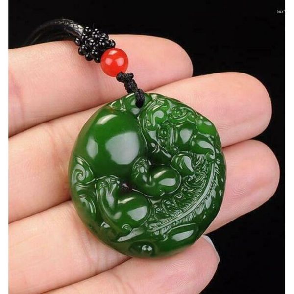 Collane con ciondolo Nelace Jewelry Statue Jade Green PIXIU Amuleto di diaspro naturale