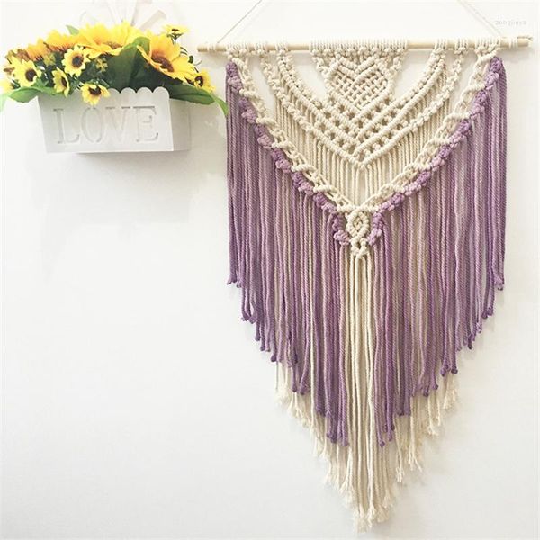 Takestries nórdicas Modern Modram Wall pendurado tapeçaria feita à mão colorida decoração de algodão Art Tassel para decoração da sala de estar