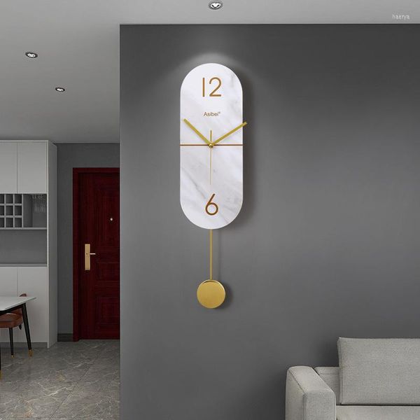 Orologi da parete Orologio a pendolo Modern Nordic Home Decor Orologi in pietra arenaria silenziosa Decorazione soggiorno di lusso Reloj De Pared