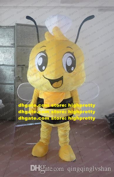 Traje de mascote de abelha amarelo mascote de caráter adulto desenho animado