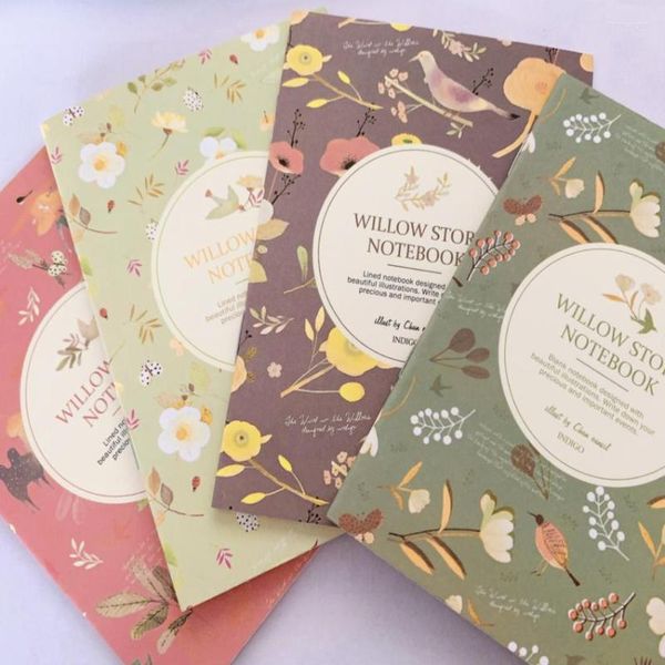 4pcs/lot fofo Floral Series Flower and Bird Color Mini Notebook Featogon Note Book Small School Supplies Coreanos artigos de papelaria