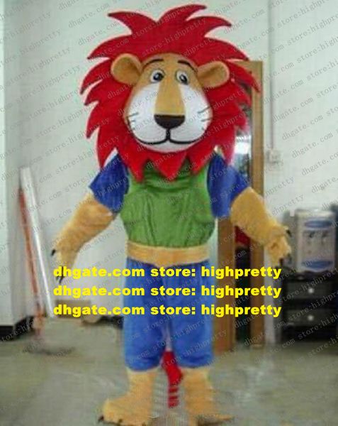 Fire Red Manes Atleta Lion Animal Mascot Costume Adulto Personaggio dei cartoni animati Outfit Cultural Holiday Stage Properties zz7875