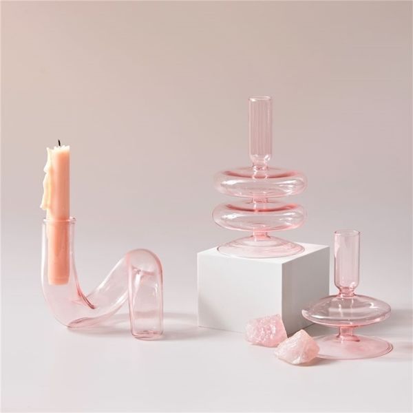 Titulares de vela Pink Sticks Sticks Mesa de casamento Centerpieces Nordic Home Decoration 221108