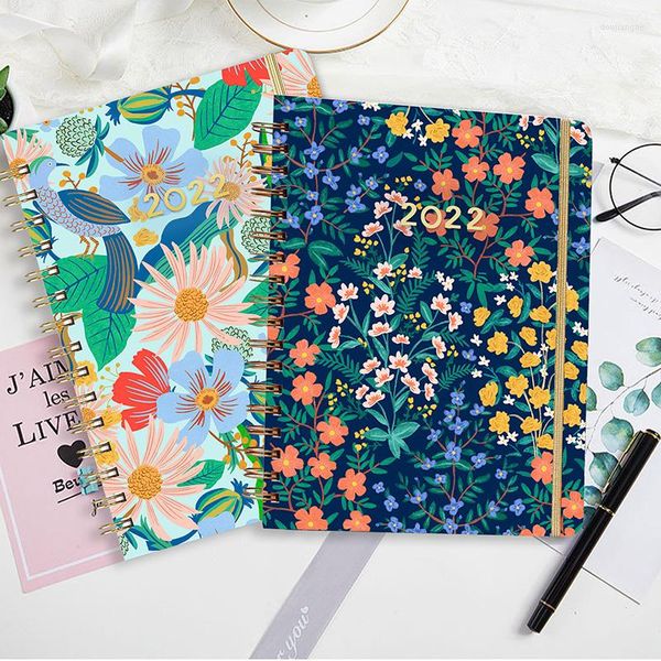 Diary Weekly Planner Floral Print Adgenda Spiral Organizer Организатор План записных книжных книжных книжных книг расписание канцелярские товары канцелярских товаров.