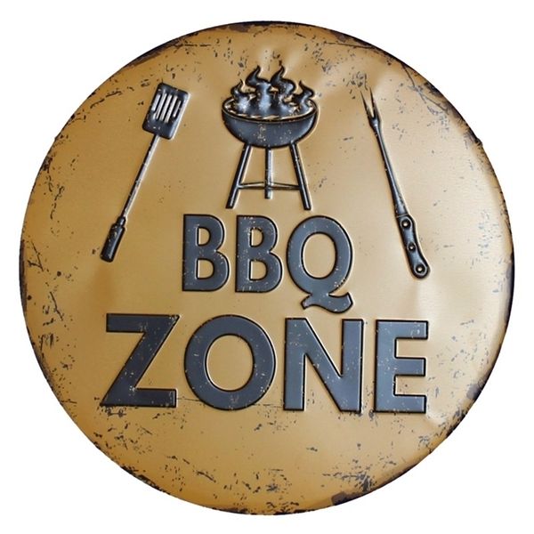 Decorazioni natalizie BBQ Zone Retro Targa in metallo Targhe in metallo Cafe Bar Pub Cartello Decorazioni da parete Nostalgia vintage Piatti rotondi Regalo 30CM R006 221109