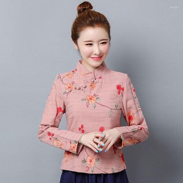 Roupas étnicas Inverno Tradicional as damas chinesas Tang Tang Suit de mandarim colar qipao camisa estilo mulheres 11581