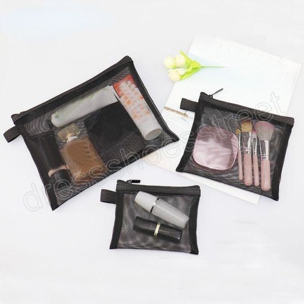 Borsa per cosmetici da viaggio trasparente da donna Borse per trucco con cerniera in rete Organizer per trucco Borsa da toilette per kit di lavaggio di bellezza