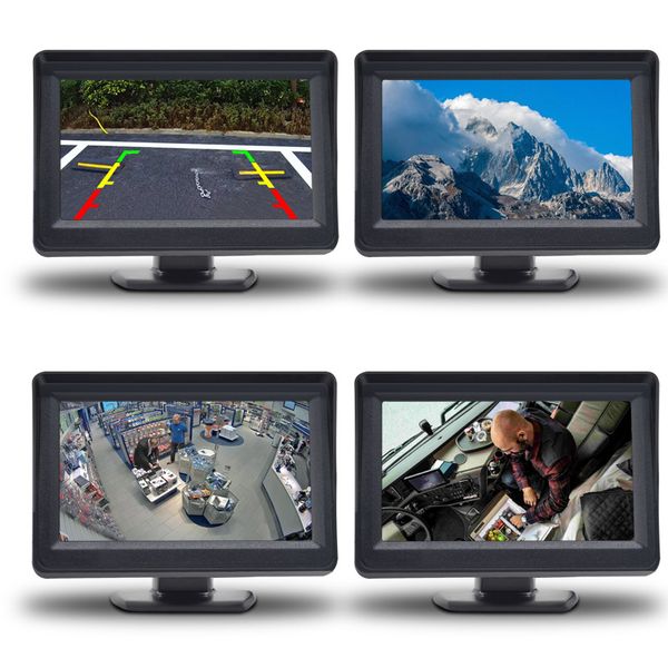 Monitor da 4,3 pollici per auto, schermo video TFT LCD a colori per DVR TV, parcheggio, telecamera per retromarcia