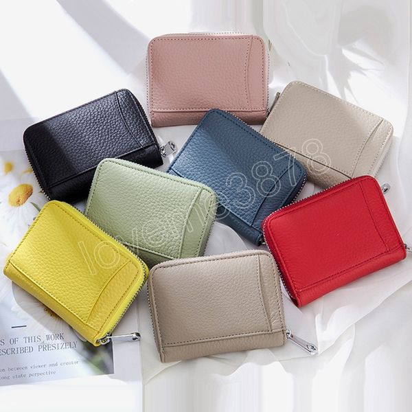 8 colorido carteira mini fofinha bolsa de couro anti-roubo scan ladies zipper saco de armazenamento simples u Unisex titulares de cart￵es