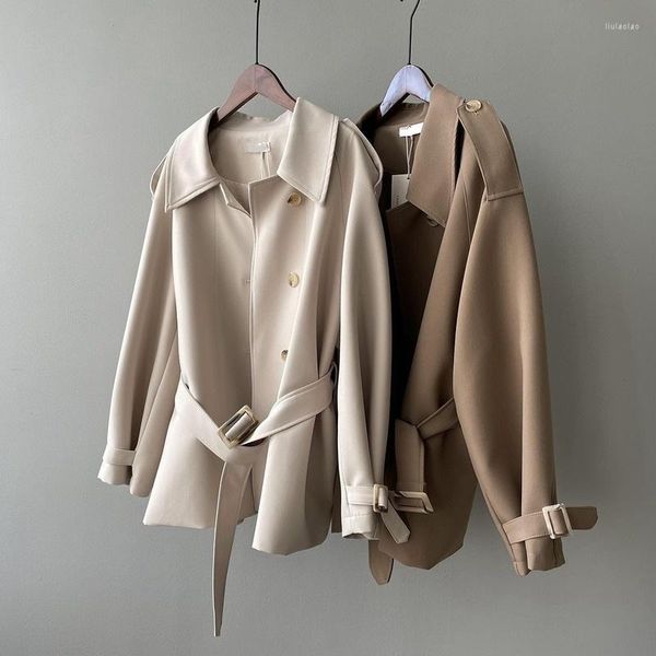 Женские траншеи весны 2022 г. Женские ветряные ветряные бречки высококачественная короткая короткая британская куртка анорак