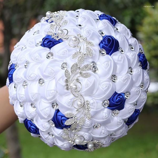 Fiori decorativi Bouquet da sposa Damigella d'onore con squisiti strass Simulazione Rose Sister Group Puntelli di nozze fai da te W669