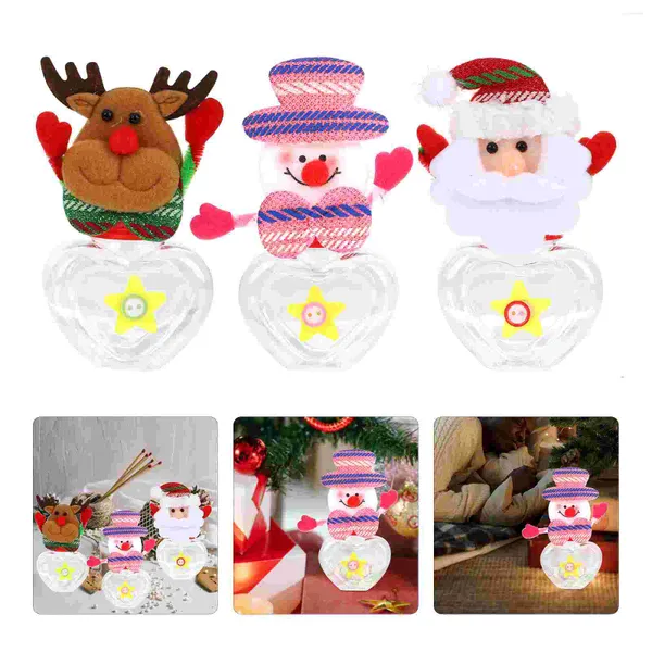 Garrafas de armazenamento, frascos de doces de Natal, recipientes de recipientes claros de boneco de neve pequeno, boneco de neve, cookie