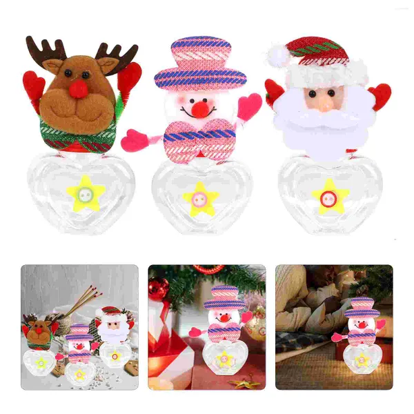 Depolama Şişeleri Noel Şeker Kavanozları Containslidsjar Clear Treats Küçük Kardan Adam Santa Container Favor Kurabiye