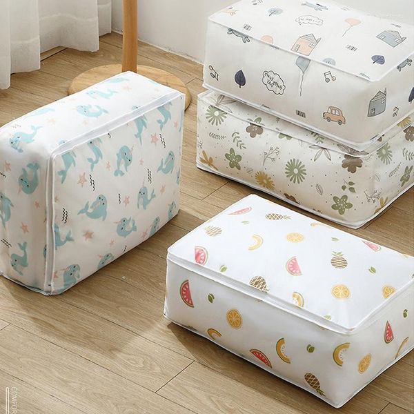 Armazenamento de roupas para armazenamento de roupas estampadas Bolsa dobrável Duvet Blanta de classificação Bolsa de classificação de poeira Armário à prova de poeira Organizador à prova de umidade