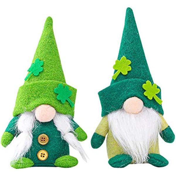 Decorações de elfos de pelúcia, chapéu verde, boneca, sem rosto, festival irlandês, trevo da sorte, decorações de suspensão cpa4456