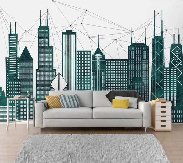 Tapeten, dekorative Tapete, moderne minimalistische abstrakte Stadtarchitektur, TV-Hintergrund, Wandmalerei