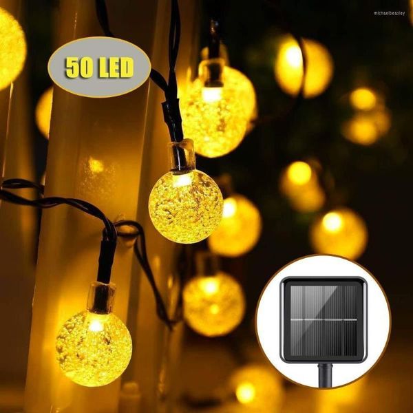 Strings LED Solar String Fairy Fairy Bubble Crystal Ball Holiday Outdoor Lamp para Garlands Decoração de festa de casamento de Natal