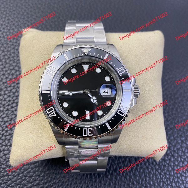 Relógio de alta qualidade 2813 Watch Mechanical Men's Watch M126600-0001 43mm Dial preto Moldura de cerâmica Prata Aço inoxidável Sapphire Glass 126600 Relvadores de pulso