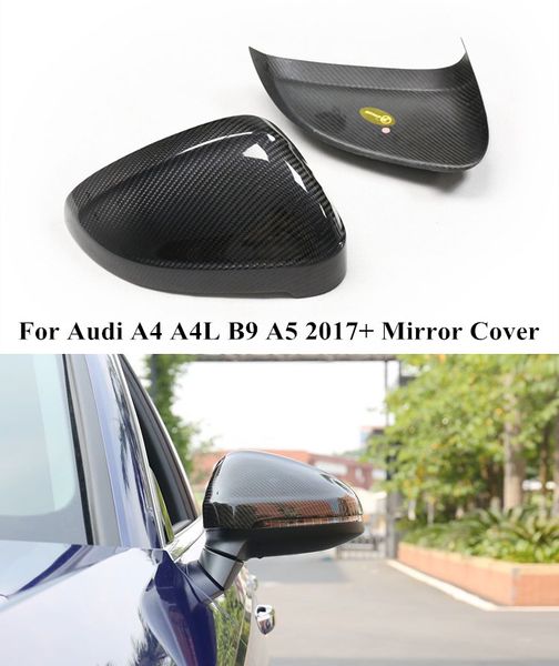 A4 Capas de tampa modificadas de espelho lateral de fibra de carbono para Audi A4L B9 A5 S5 RS5 2017-In retrovisor da asa de carro