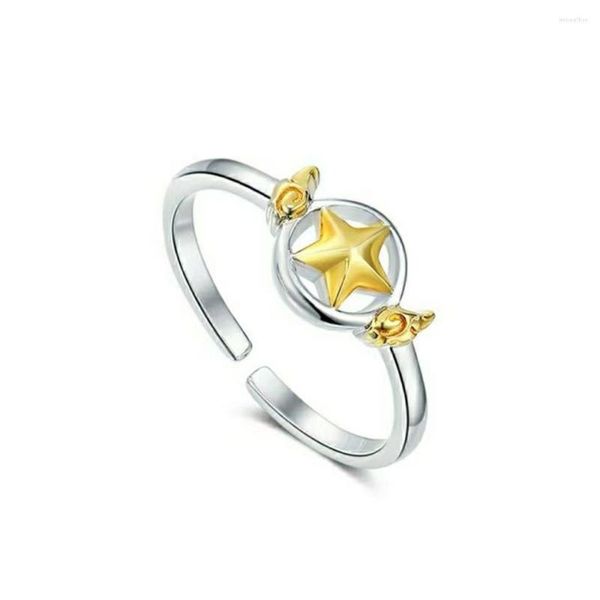 Anelli a grappolo Anime Card Captor Ring Sakura Maiden Apertura regolabile Star Cartoon Jewelry Gift for Women Girls Birthday