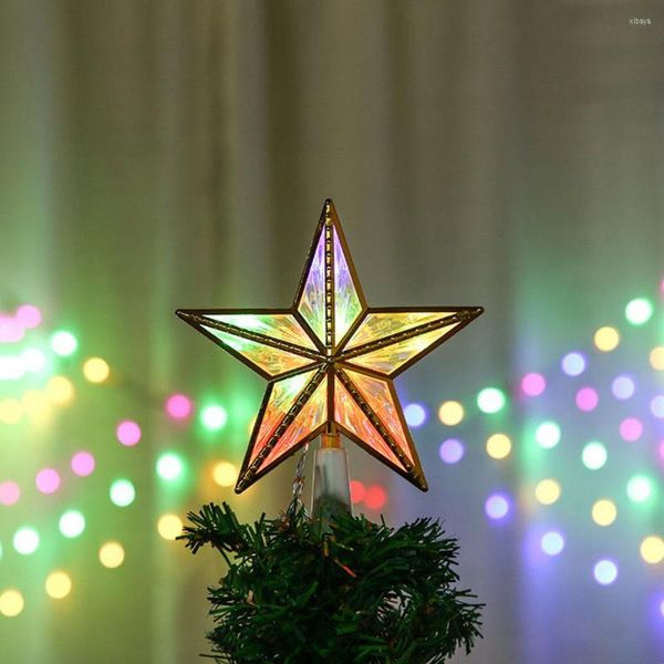 Decorações de Natal Tree Topper Star Xmas com luzes LED Night Night Light Treetop Battery Powered Tree-Top