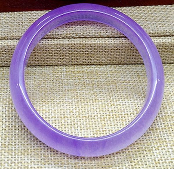 Bangle Bracciale in giadeite di giada lavanda con quarzite certificata naturale da 58-64 mm