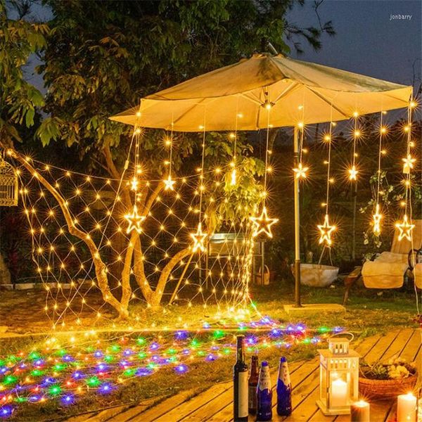 Strings Moonlux 1.1 1.1M Led Solar Net Lights Wedding Christmas Fairy String Outdoor Waterproof Party Holiday Decor Mesh