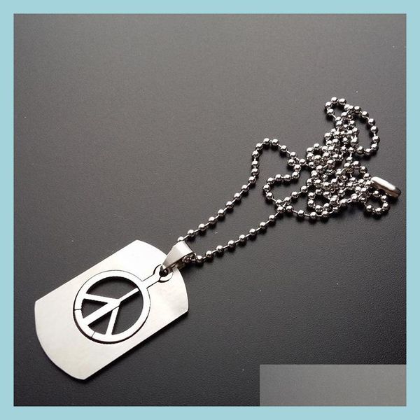 Colares de pingentes de colar de a￧o inoxid￡vel moda meninos de longa cadeia anti -guerra sinal de paz s￭mbolo de pingentes colares de entrega de j￳ias de entrega dhcpn