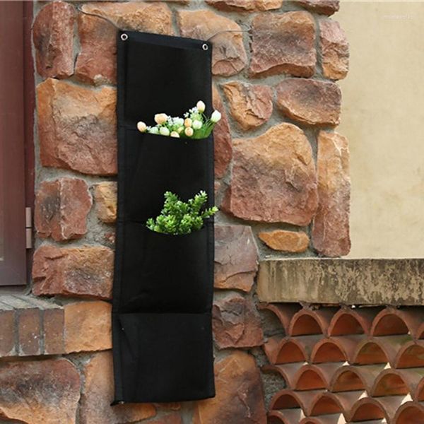 Sacos de armazenamento 4 bolsos de plantador de parede vertical montado na parede Jardinagem em casa Grown Flower Planting Living