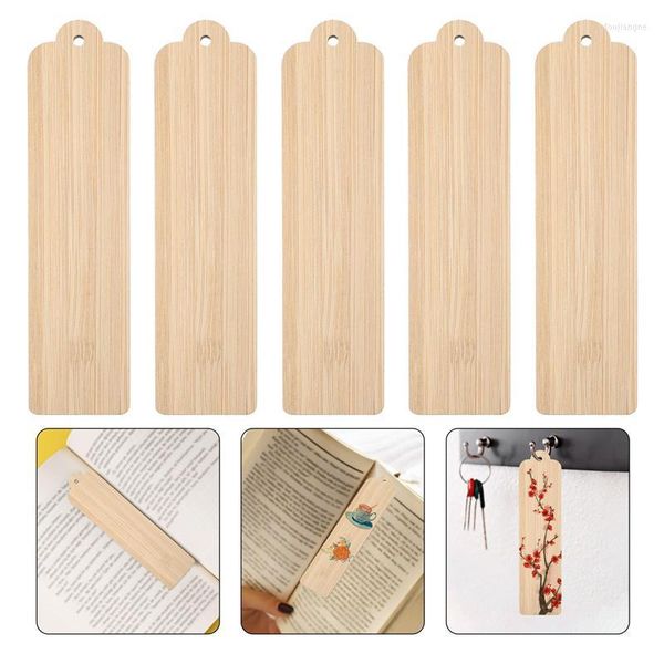 10 Stück leere Holz-Lesezeichen, unvollendete Tags, kreatives Holzhandwerk, DIY, geschnitztes Graffiti-Bambusbrett-Material