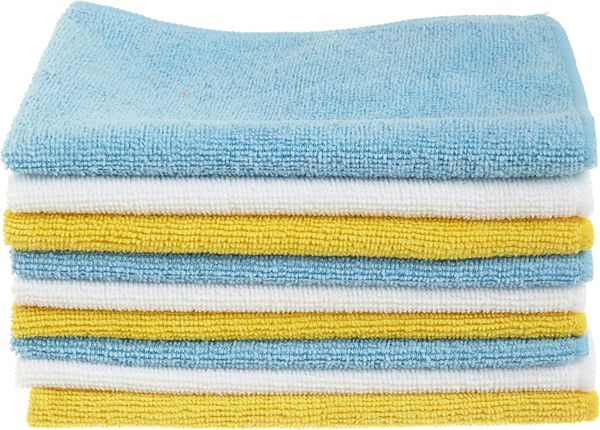 Panno per pulizia in microfibra Senza usura Riutilizzabile e lavabile Confezione da 24 12 x 16 pollici Blu bianco e giallo