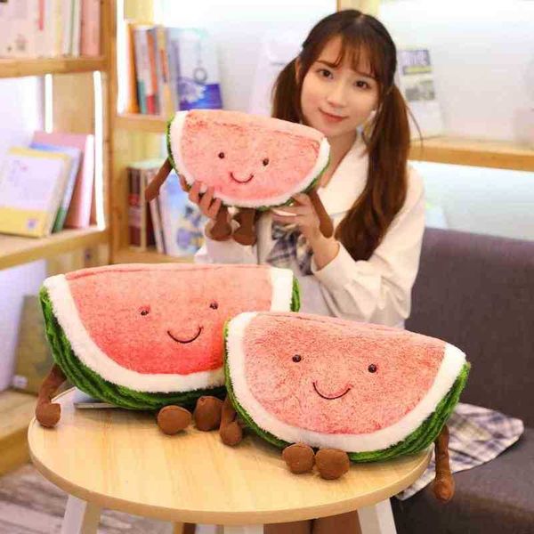 1 Pz 35 Cm Cartoon Simpatico Sorriso Anguria Ciliegia Peluche Ripiene Bambole Frutta Morbido Cuscino Kawaii Bambini Ragazze Regali J220729