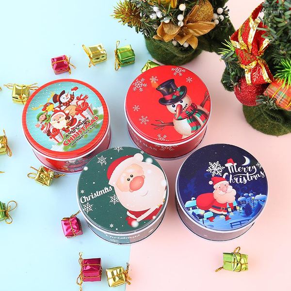Vorratsflaschen Weihnachten Süßigkeiten Geschenk Runde Blechdose Verpackung Eisen/Zinn Süßes Glas Kinder Kleine Kekse Dekor