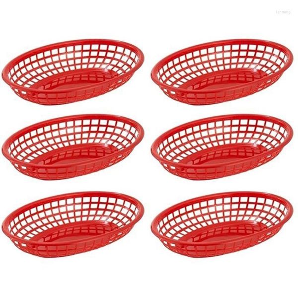 Piatti 6 pezzi Cestini veloci ovali in plastica Piatti e set Vassoio da portata Cestino Bar Forniture per ristoranti all'ingrosso