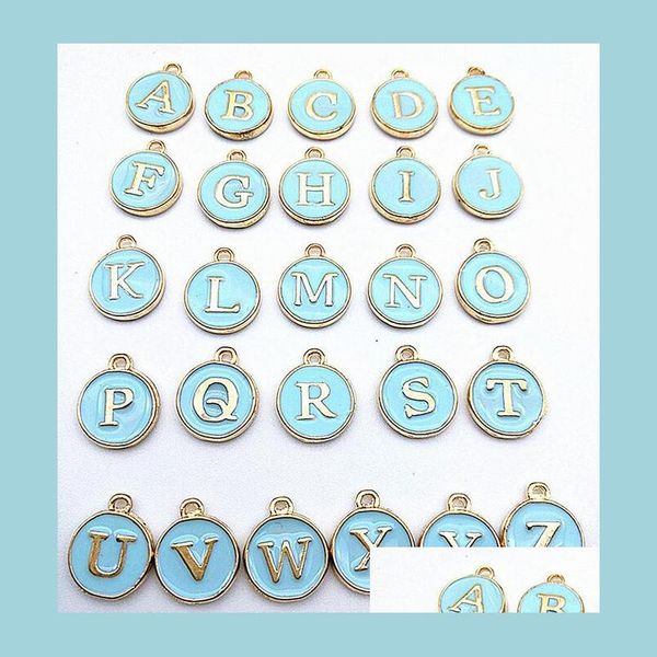 Charms Ornamenti fai da te fatti a mano Charms in lega Double Sided Drop Oil Color Lovers Pendenti 26 lettere Set di gioielli Risultati di consegna Com Dhfl9