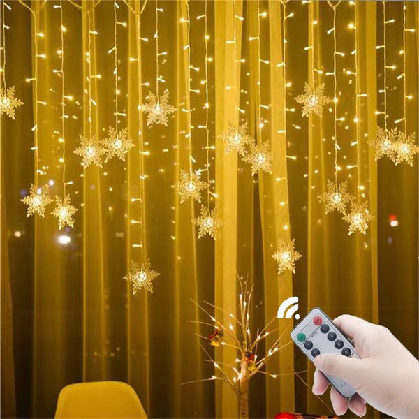 Decorações de Natal Luzes de Snowflake Garland Curtain LED Decoração de festas de fada para férias 2023 anos Navidad 221109