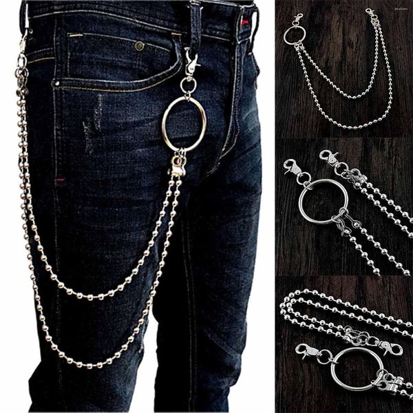 Portachiavi Moda Punk Hip-Hop Vita alla moda Catena Scudo Fascino Doppia cerniera Pantaloni maschili Cintura Donna Uomo Jeans Accessori in metallo WZ50