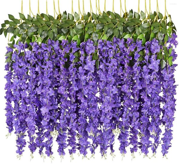 Flores decorativas 12 Pacote artificial Vineia Fake Hanging Garland Silk Long Bush String Home Party Weddin