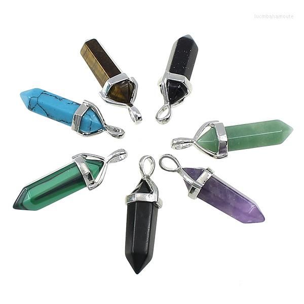 Подвесные ожерелья с сильцировкой многоцветной кристаллической кварцевой точка заживления герметичный гем -бусин каменное ожерелье Женщины модные украшения