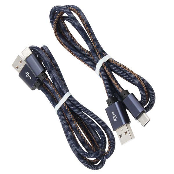 Cavo USB di tipo C a ricarica rapida Denim intrecciato 1 m Micro V8 Cavo di ricarica dati di sincronizzazione per Xiaomi Oneplus LG Samsung Phone Charger Line