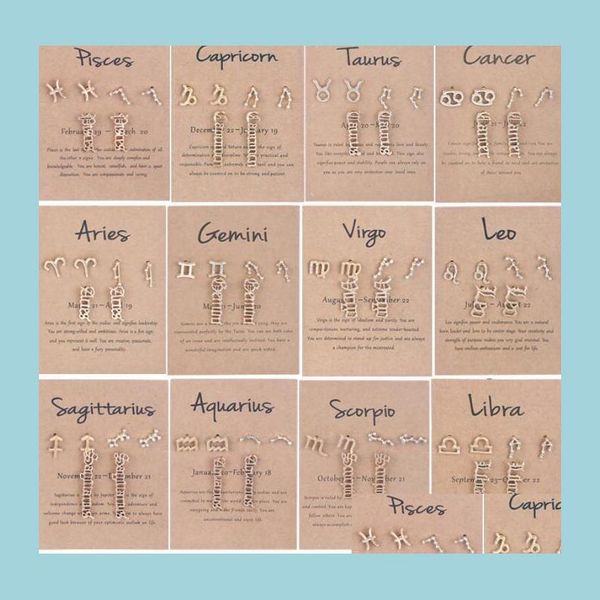 Charm 3 Paare/Set 12 Konstellation Sternzeichen Ohrstecker Charm Ohrringe Horoskop Zeichen Zirkon Schmuck Stern Galaxy Waage Astrologie Frauen Ohr Ri Dhvhc