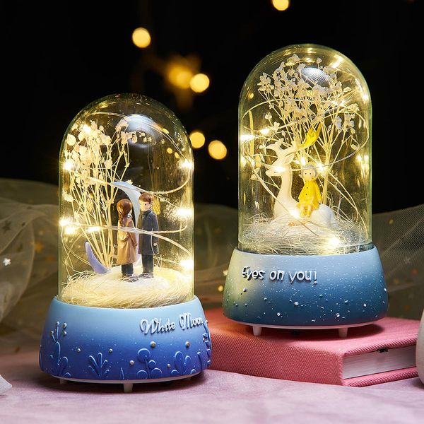 Oggetti decorativi Figurine Sfera di cristallo LED Carillon Ragazza Regalo di compleanno Decorazione della casa Bambino Principessa Dancing Sky Festival box 221108