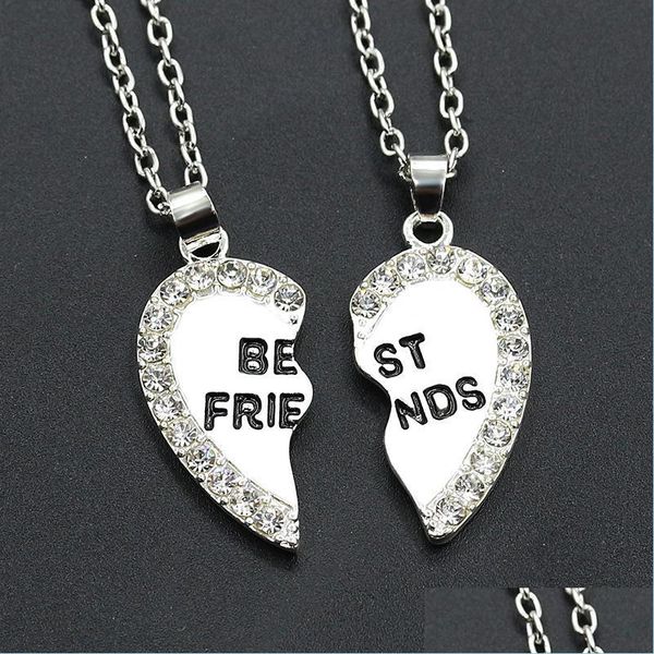 Collane con ciondolo Collana con ciondolo Donna Uomo Best Friend Heart Sier Gold 2 Pendenti Bff Amicizia Collane a catena Drop Delivery Jewe Dhram