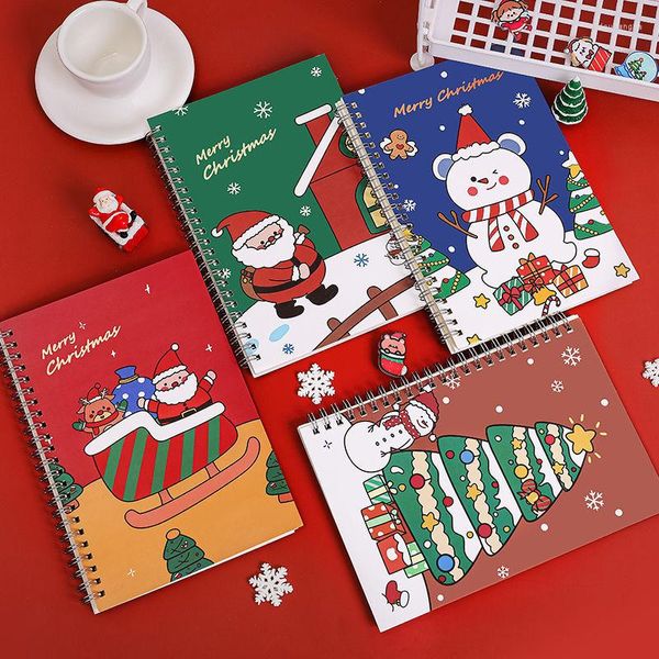 Ins Cartoon Christmas A5 Coil Book Student Study Note Notebook a fogli mobili 32K linea orizzontale Flip Gift Journal