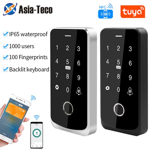 Cartão de controle de acesso IP67 Bluetooth Tuya App NFC RFID 13.56MHz IC M1 teclado biométrico da impressão digital Touch ER 221108