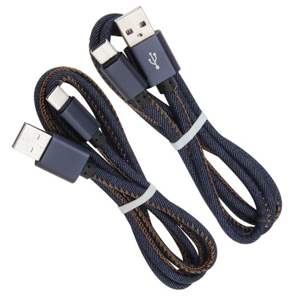 Джинсовый микрофона 5pin кабельный кабель быстро зарядка USB Тип C Зарядка кабель синхронизация Data Data USB-C для Samsung S9 Xiaomi OnePlus Mobile Phone