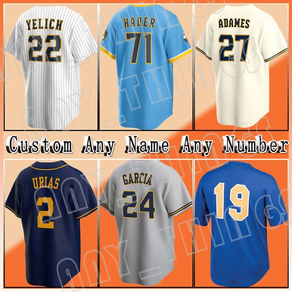 22 Christian Yelich Beyzbol 27 Willy Adames Özel Formalar Retro Josh Hader Robin Yount 39 Corbin Burnes 11 Rowdy Tellez 2 Luis Urias 12 Hunter Renfroe 6 Lorenzo Cain