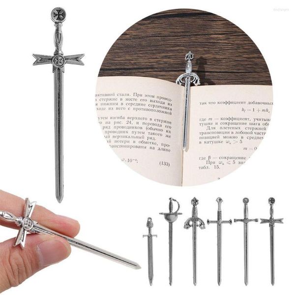 6 Teile/satz Antike Schwerter Messer Lesezeichen Charms Metall Lesezeichen Anhänger Buch Clips Marker Handwerk Liefert DIY Schmuck Machen